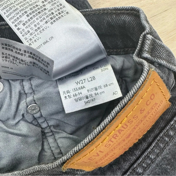 LEVI’S Jeans 501 Skinny High Rise Button Fly Gray premium Big E Size W 27 L 28 - Picture 6 of 9